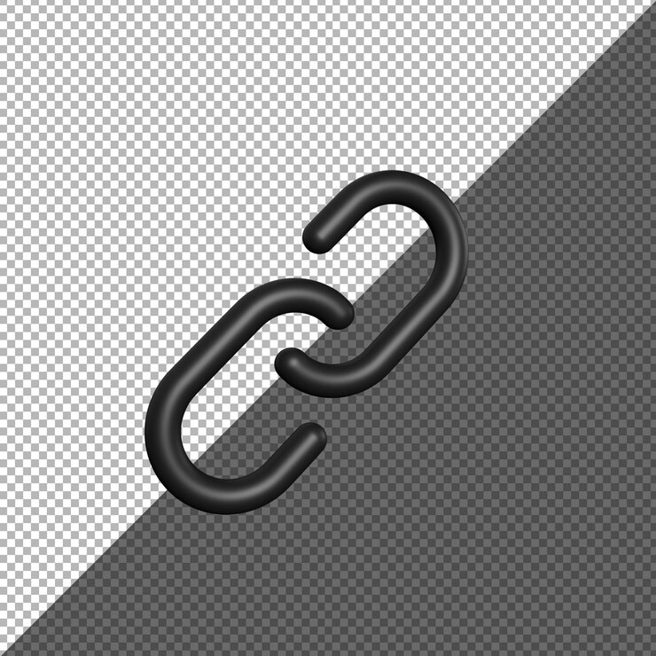 PSD icono de enlace de cadena negra en 3d en un fondo transparente