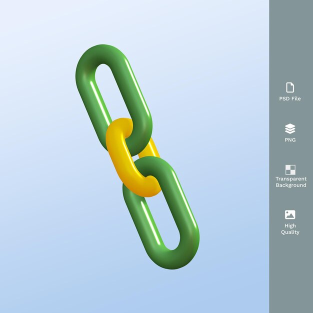 PSD icono de enlace de cadena render 3d