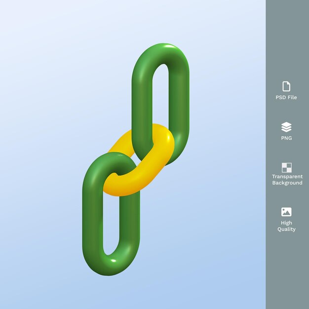 PSD icono de enlace de cadena render 3d