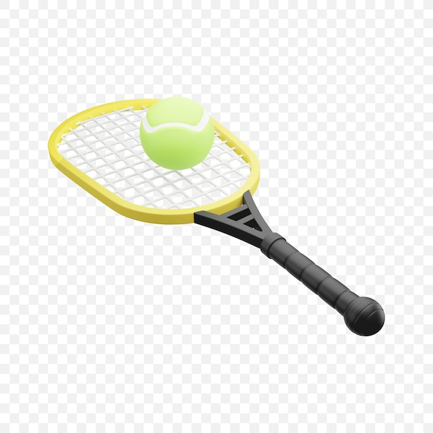 PSD icono de equipo de deportes de raqueta y pelota de tenis ilustración de procesamiento 3d aislado