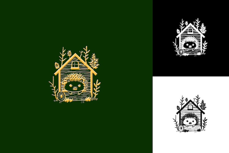 PSD icono de erizo cara de erizo adorable con plumas y una ilustración de óxido diseño artístico vectorial de animales