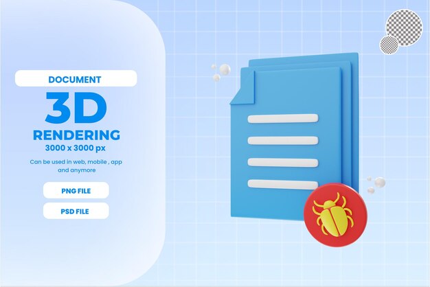 icono de error de documento de renderizado 3d obect premium psd