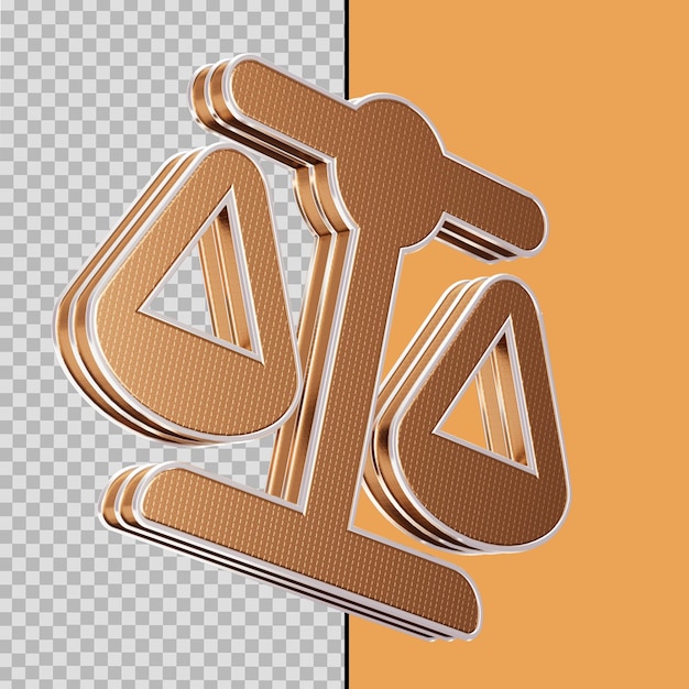 Icono de escala de equilibrio dorado 3d aislado premium psd