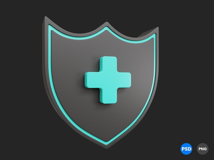 PSD icono de escudo médico en 3d