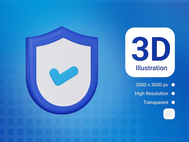 PSD icono de escudo seguro 3d