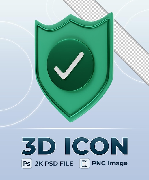 Icono de escudo verificado 3d