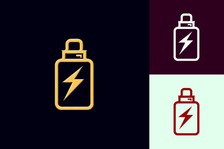 PSD icono con un esquema de símbolo de energía y un diseño de energía diseños de íconos minimalistas abstractos