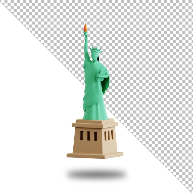 Icono de la estatua de la libertad render 3d