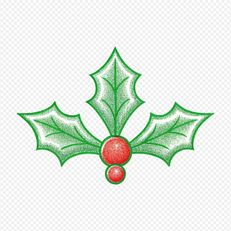 PSD icono estilizado de navidad hojas verdes bayas rojas diseño minimalista símbolo festivo