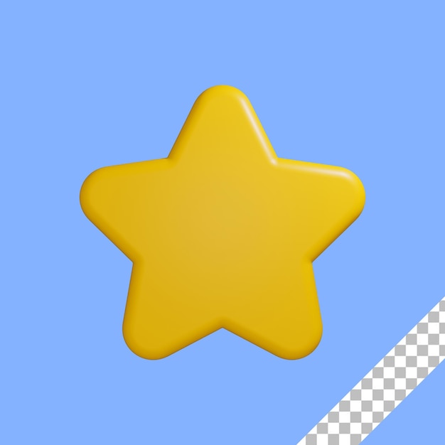 Icono de estrella 3D con fondo transparente