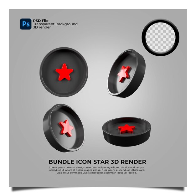 PSD icono estrella 3d transparente