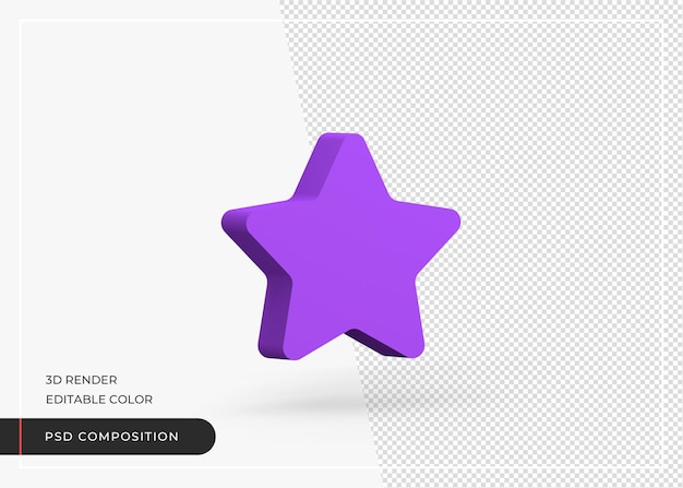 Icono de estrella aislada de renderizado 3D
