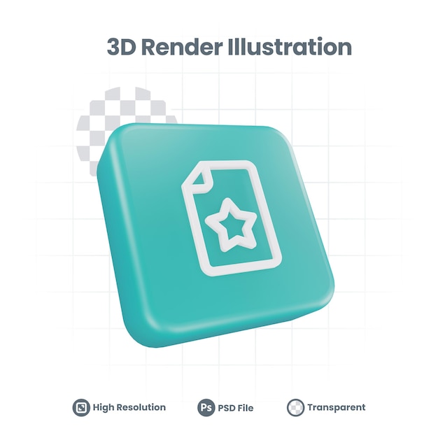 Icono de estrella de archivo de procesamiento 3D para promoción de redes sociales de aplicaciones móviles web