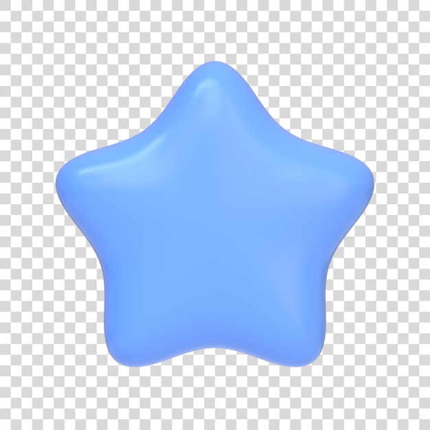 Icono de estrella azul aislado sobre fondo blanco Icono 3D signo y símbolo Dibujos animados estilo minimalista 3D render