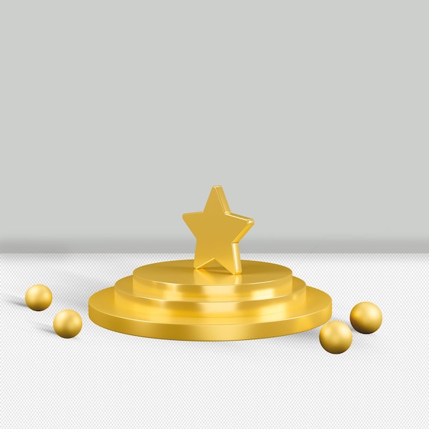 Icono de estrella de oro aislado render 3d
