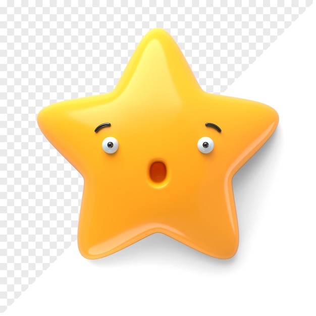 Icono de estrella de personaje con emoción abrumada en la ilustración de renderizado 3d de la cara