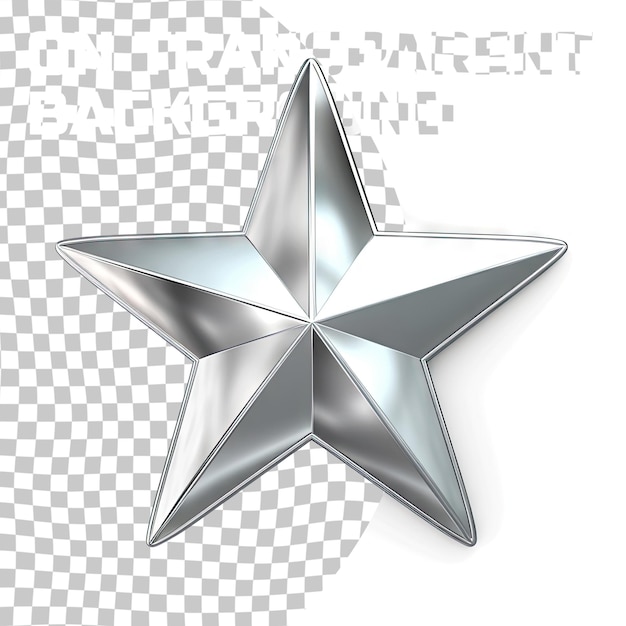 PSD icono de estrella plateada aislado en un fondo transparente renderizado en 3d