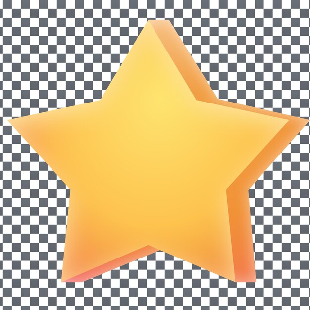 Ícono de estrella PSD 3D en fondo aislado y transparente