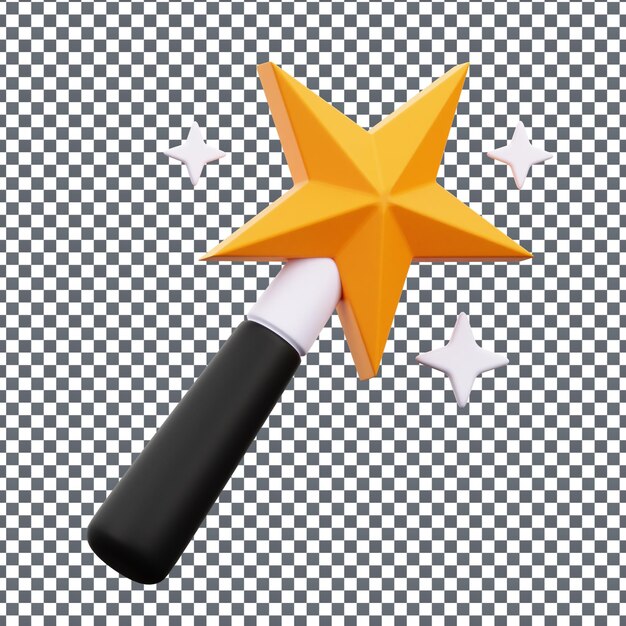 Ícono de estrella PSD 3D en fondo aislado y transparente