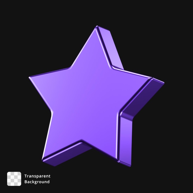 Icono de la estrella púrpura en 3D