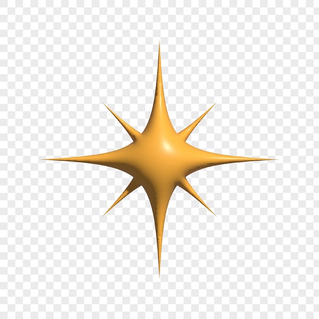 Icono de estrella de renderizado 3d sobre fondo transparente