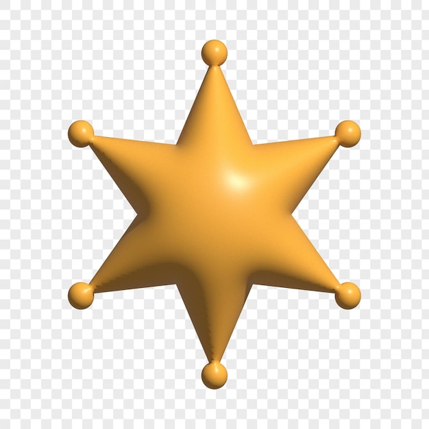 Icono de estrella de renderizado 3d sobre fondo transparente