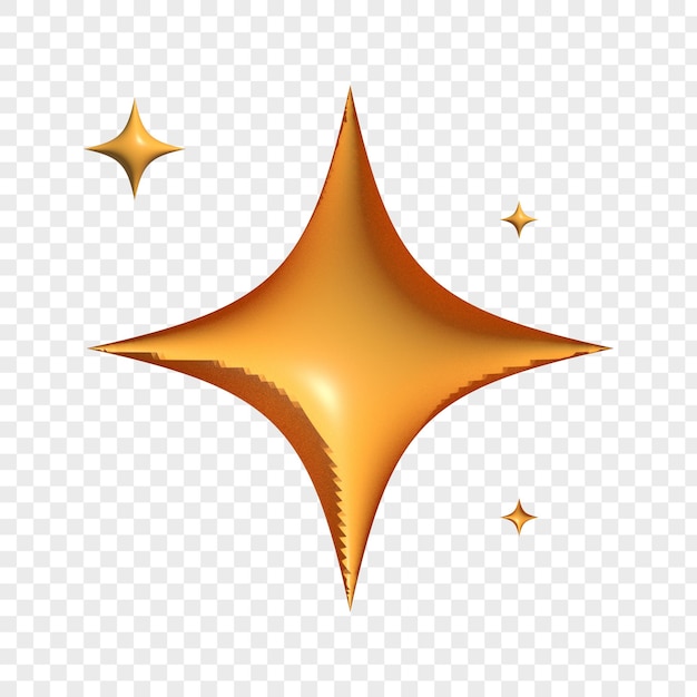 Icono de estrella de renderizado 3d sobre fondo transparente