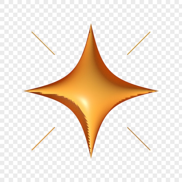 Icono de estrella de renderizado 3d sobre fondo transparente