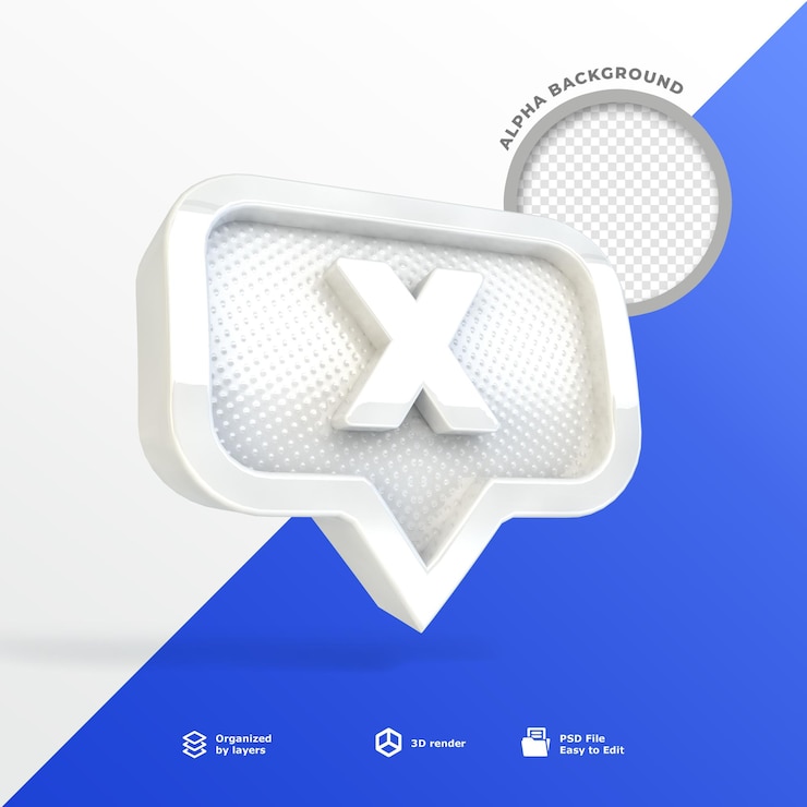 PSD icono de etiqueta de cancelación 3d