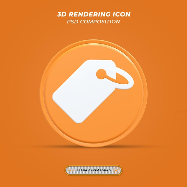 Icono de etiqueta colgante en renderizado 3d