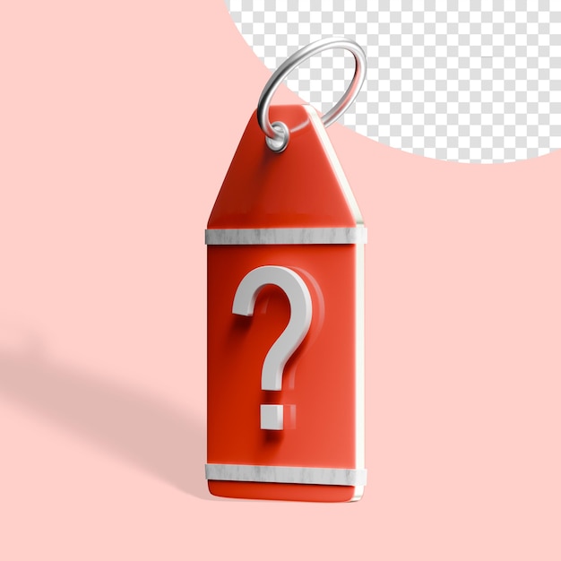 El icono de la etiqueta de precio, el signo de pregunta, el icono de emoji 3D PNG.