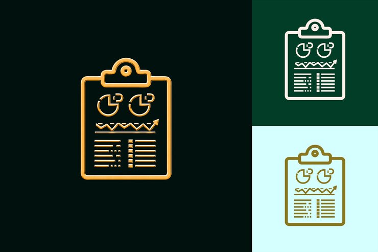 PSD icono de evaluación de mercado con un tablón de recortes o informe esboza un diseño de icono minimalista abstracto