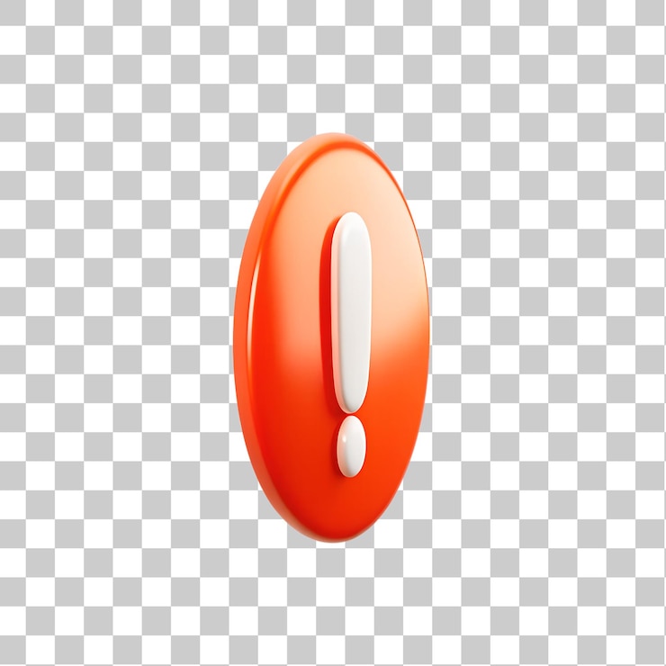 PSD icono de exclamación púrpura en 3d