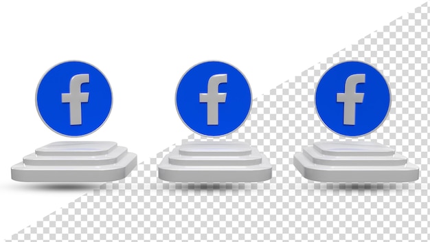 Icono de facebook 3d en la parte superior del podio