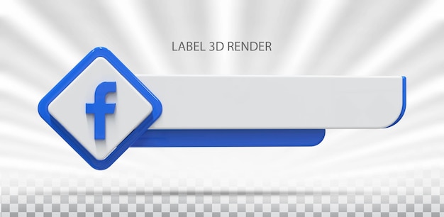 Icono de facebook con renderizado 3d de etiqueta