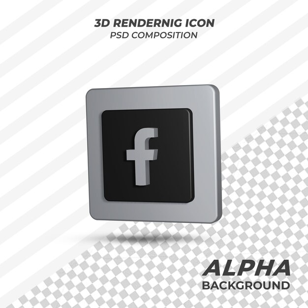 PSD icono de facebook en renderizado 3d