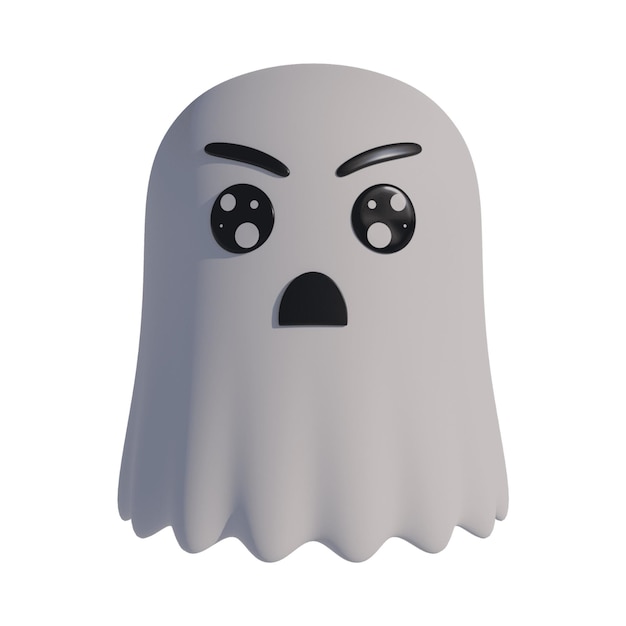 PSD el icono del fantasma blanco enojado en 3d