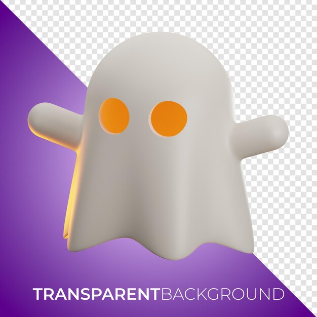 Icono fantasma de Halloween renderizado en 3D en un fondo aislado transparente PNG