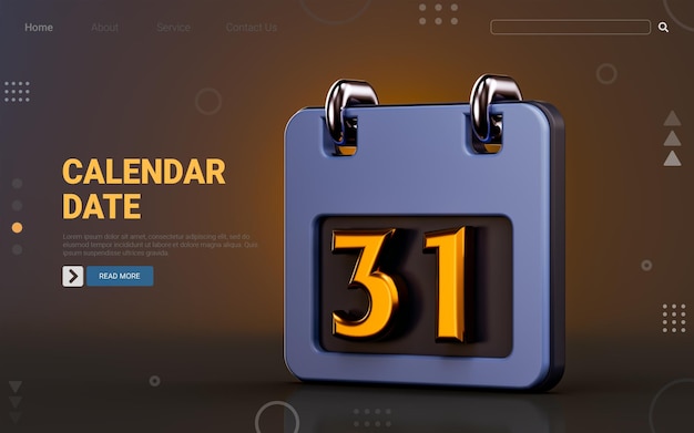 Icono de fecha de calendario sobre fondo oscuro 3d render concepto para recordatorio de eventos de planificación empresarial