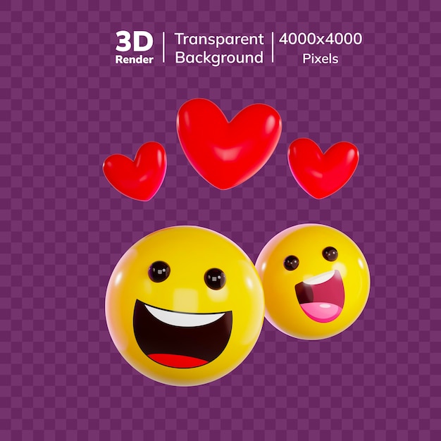 PSD el icono de la felicidad en 3d, el icono trendy de la felicidade en 3d y el icono joyoso de la felicidades en 3d.