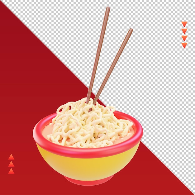 PSD icono de fideos de año nuevo chino 3d renderizado vista izquierda