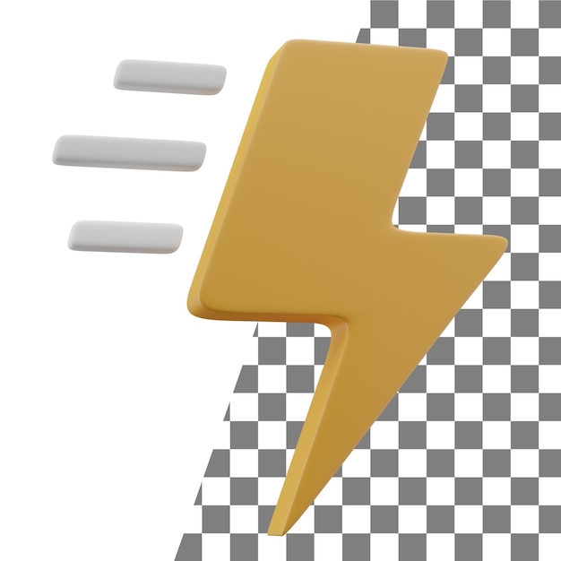 PSD icono de flash amarillo 3d con acabado de plástico