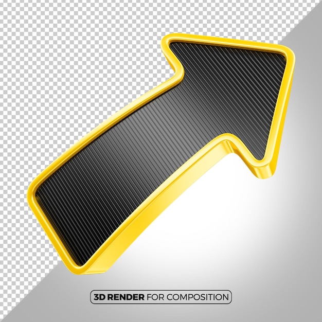 Icono de flecha hacia arriba en 3D negro y amarillo
