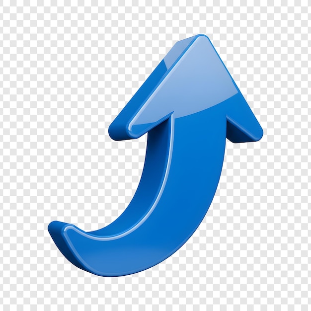 Icono de la flecha hacia arriba azul brillante 3D