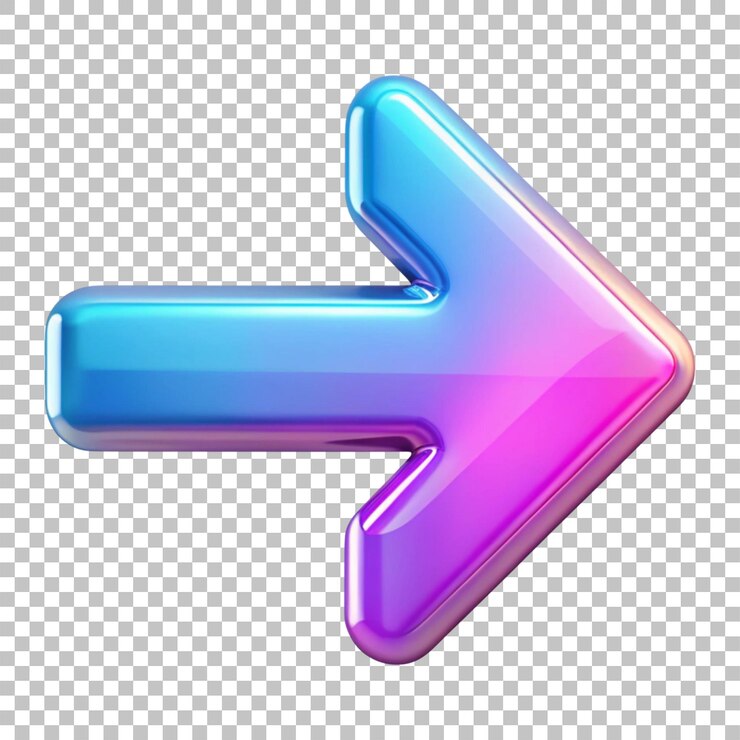 PSD icono de flecha brillante en 3d con colores pastel