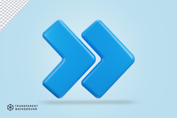 PSD el icono de la flecha de chevrón derecho símbolo de dirección 3d render