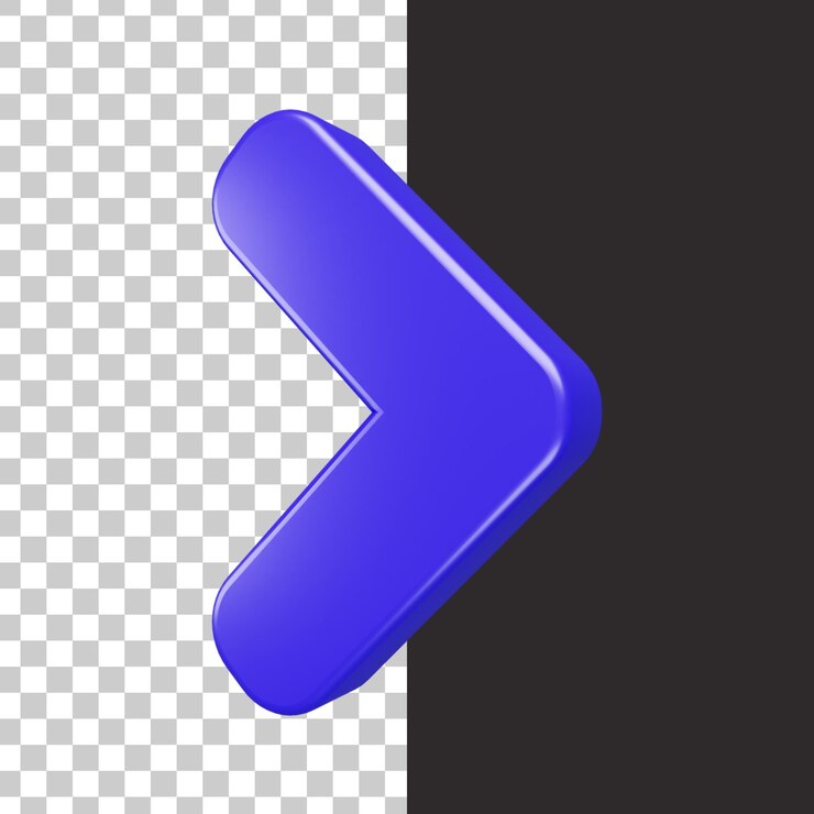 PSD icono de flecha derecha aislado en representación 3d