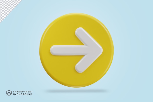 Icono de flecha derecha con botón de círculo Ilustración vectorial 3D