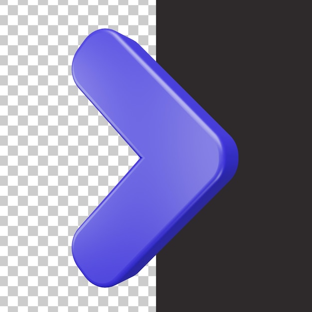 Icono de flecha derecha en renderizado 3d