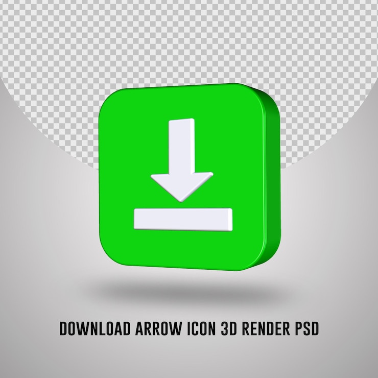 PSD icono de flecha de descarga de render 3d